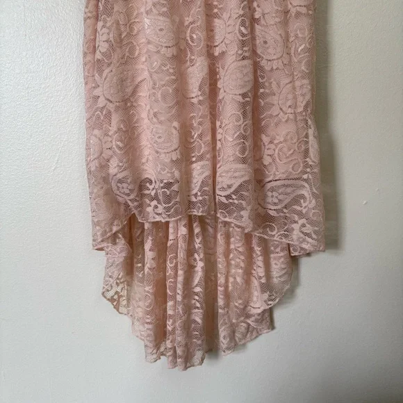 Love Reign | Pink High-Low Ruffled Lace Sundress | Size Small - Picture 7 of 10